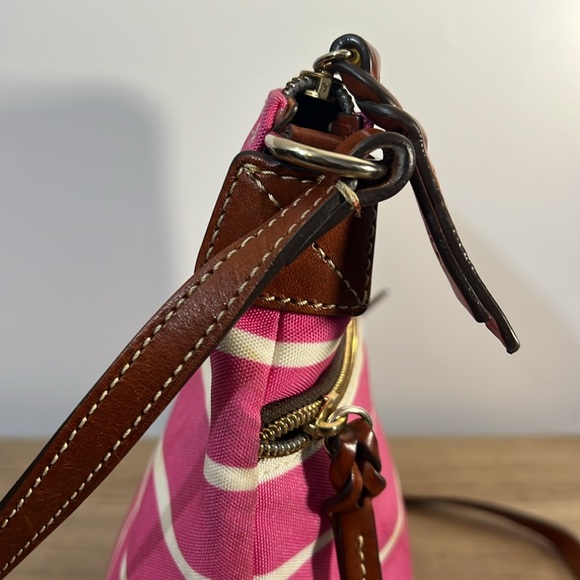 Dooney and Bourke, pink white striped canvas bag Crossbody - Picture 3 of 16